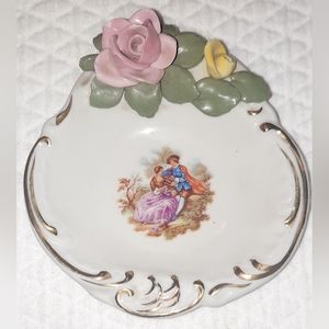 Dresden Victorian courting ring trinket dish
